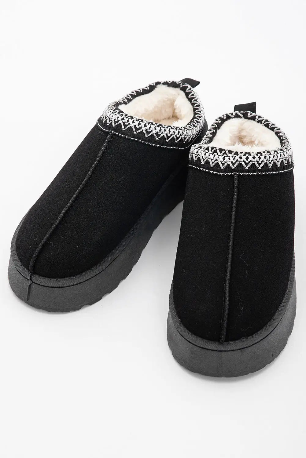 Gray suede contrast print plush lined snow boots