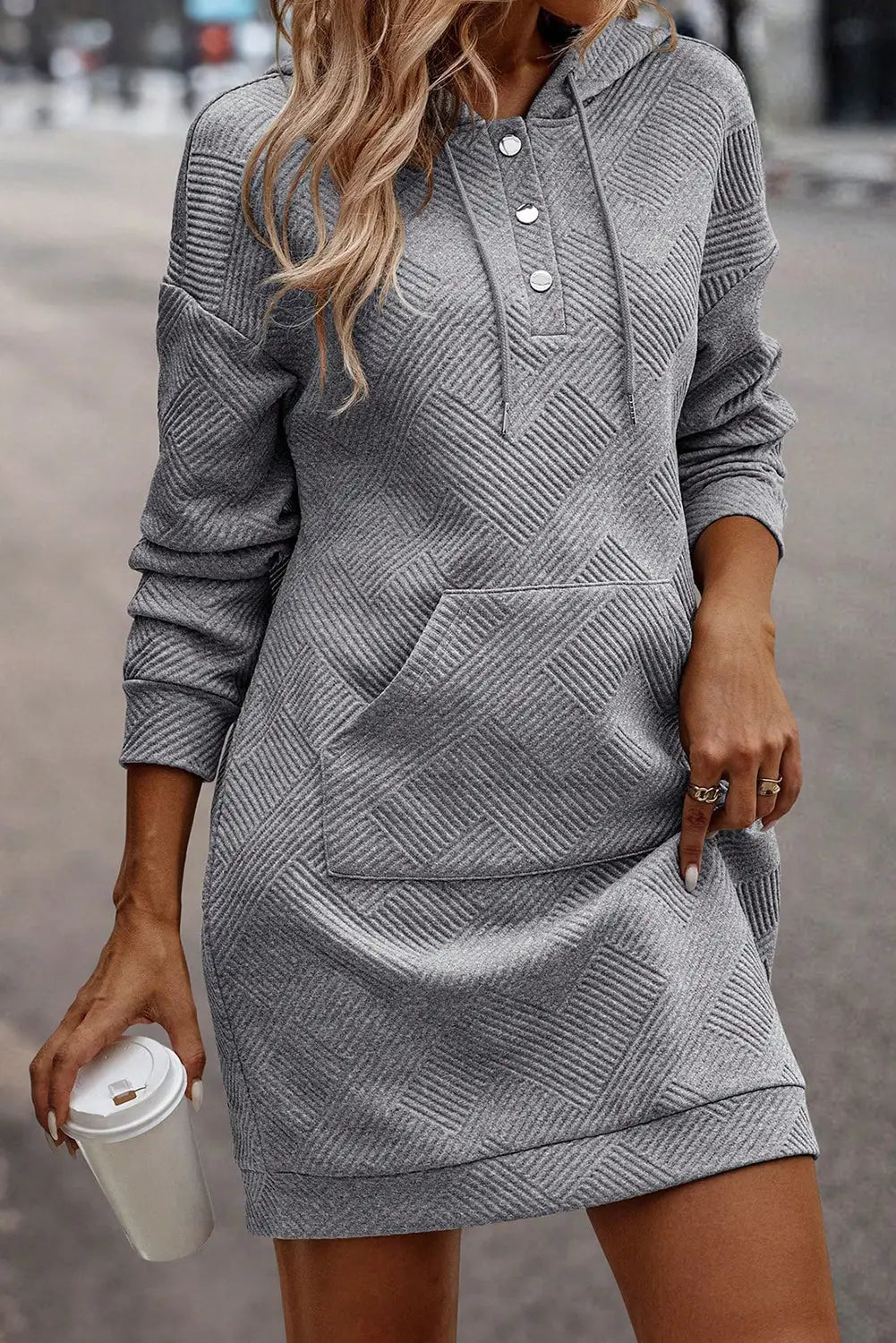 Gray textured contrast splicing raglan sleeve top - gray2 / l 97% polyester + 3% elastane long tops