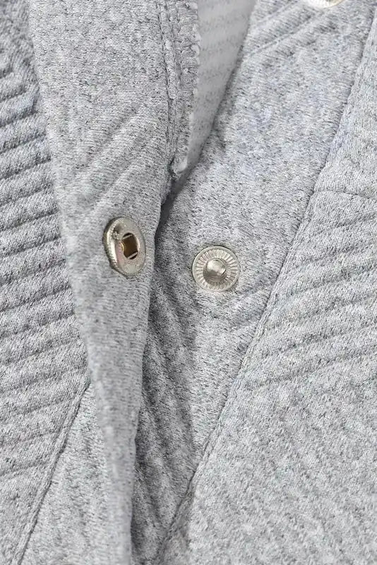 Gray Textured Kangaroo Pocket Drawstring Hooded Mini Dress - Fashionfitz