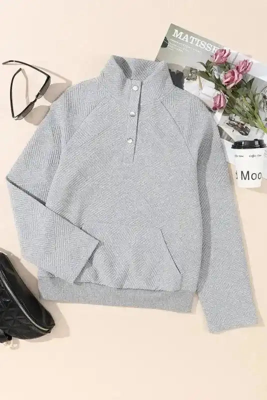 Gray Textured Kangaroo Pocket Drawstring Hooded Mini Dress - Fashionfitz