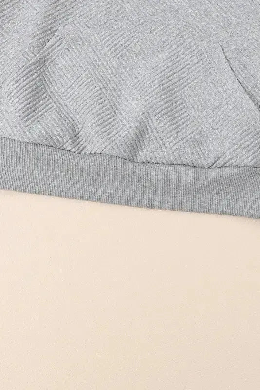 Gray Textured Kangaroo Pocket Drawstring Hooded Mini Dress - Fashionfitz