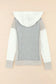 Gray textured knit patchwork hoodie - hoodies