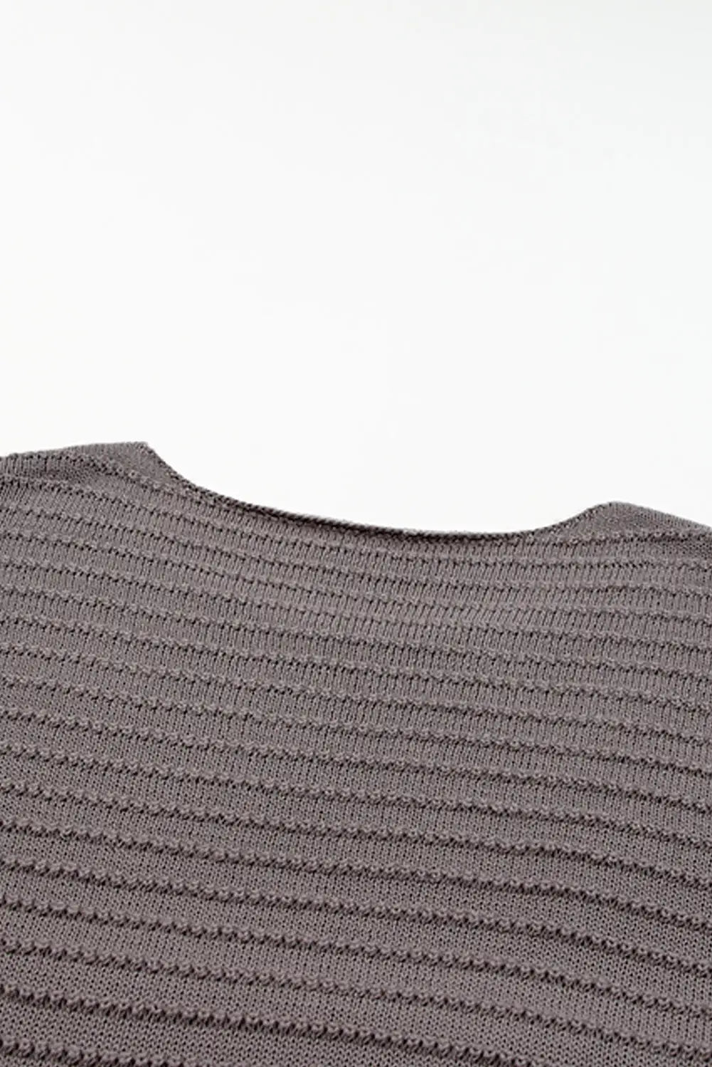 Gray textured knit round neck dolman sleeve sweater - & cardigans