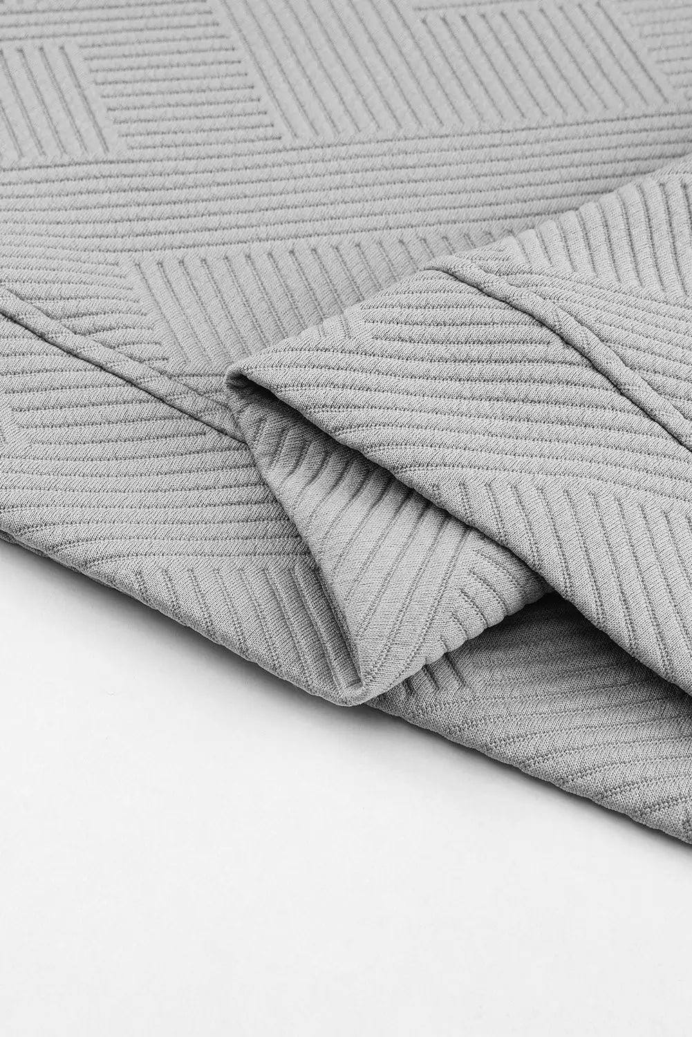 Gray textured long sleeve top and drawstring shorts set -