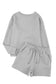 Gray textured long sleeve top and drawstring shorts set - loungewear