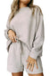 Gray textured long sleeve top and drawstring shorts set - loungewear