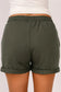 Gray tie waist side pockets cuffed lounge shorts