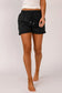 Gray tie waist side pockets cuffed lounge shorts