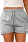 Gray tie waist side pockets cuffed lounge shorts