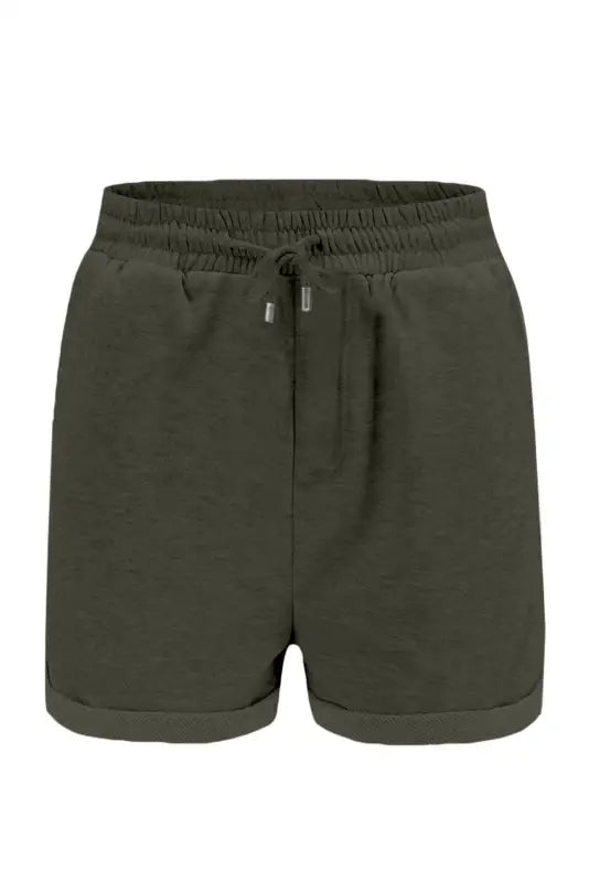 Gray tie waist side pockets cuffed lounge shorts