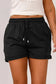 Gray tie waist side pockets cuffed lounge shorts