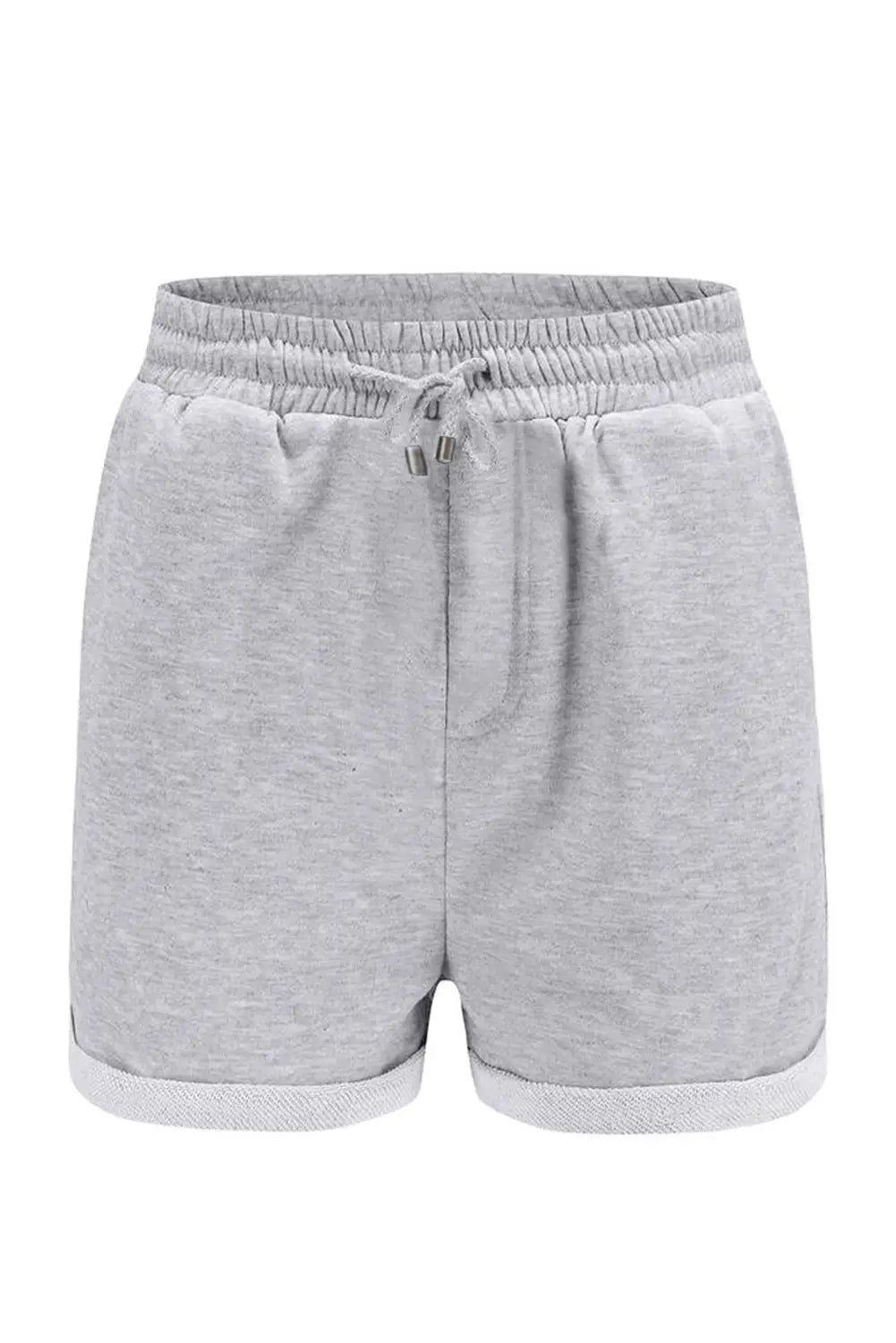 Gray tie waist side pockets cuffed lounge shorts