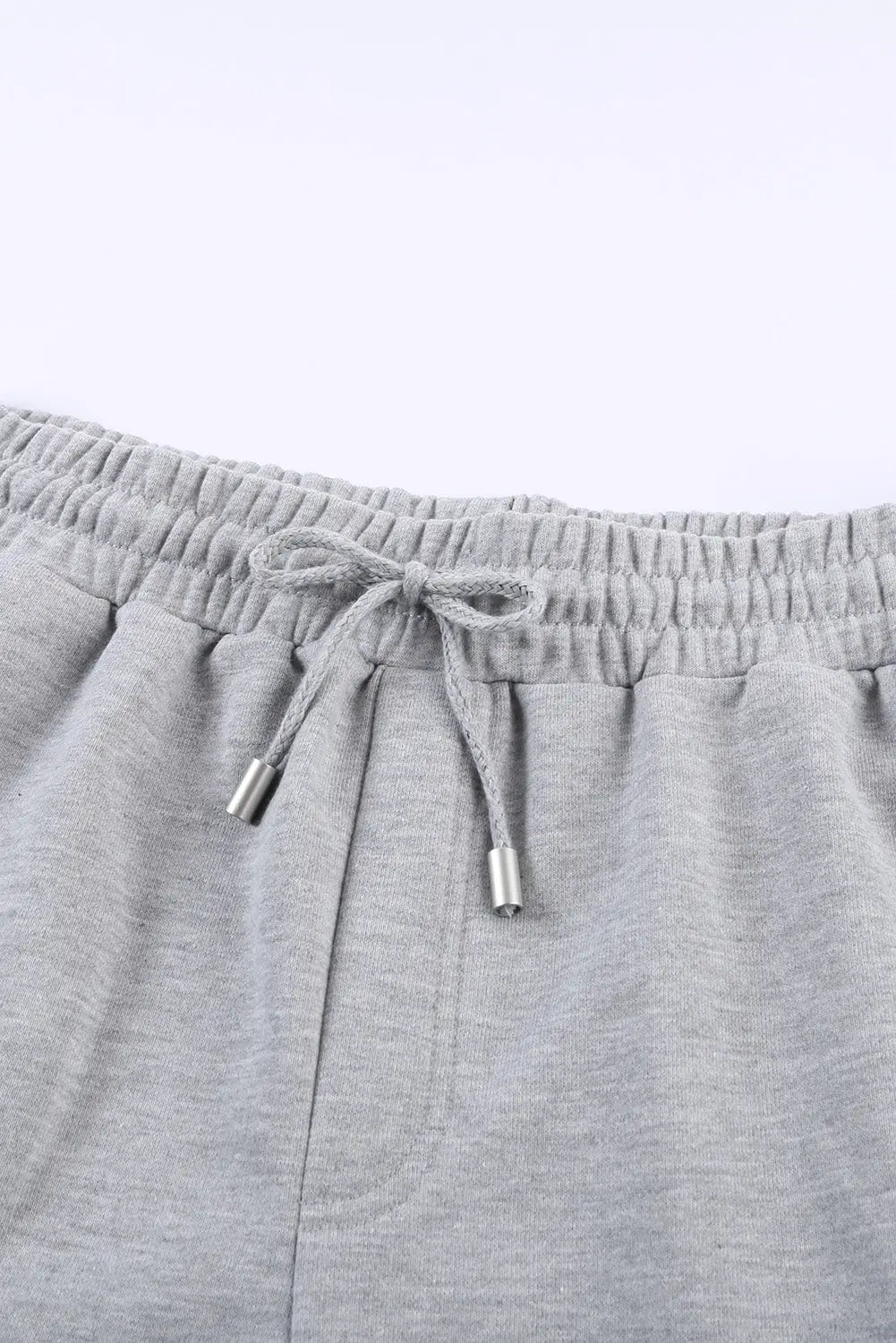 Gray tie waist side pockets cuffed lounge shorts