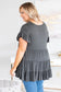 Gray tiered ruffled short sleeve plus size blouse - 4x / 95% polyester + 5% elastane