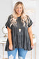 Gray tiered ruffled short sleeve plus size blouse - 4x / 95% polyester + 5% elastane