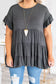 Gray tiered ruffled short sleeve plus size blouse - 4x / 95% polyester + 5% elastane