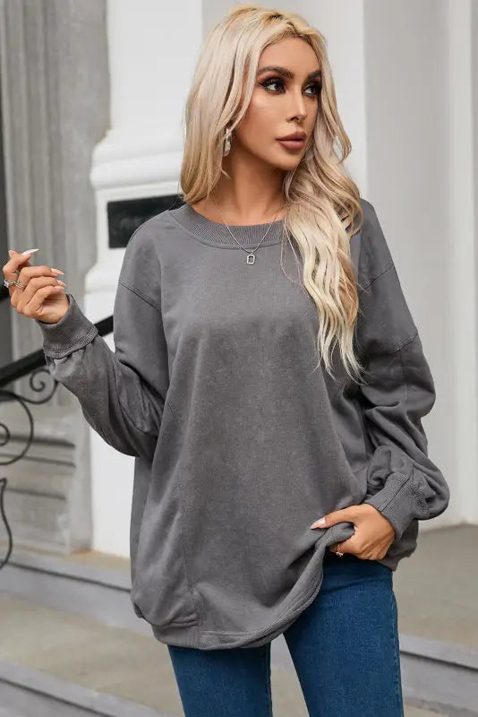 Gray twist-back oversized sweatshirt - sweatshirts & hoodies