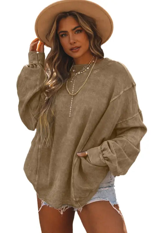 Gray twist-back oversized sweatshirt - sweatshirts & hoodies