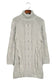 Gray twist fringe casual high neck sweater dress - dresses