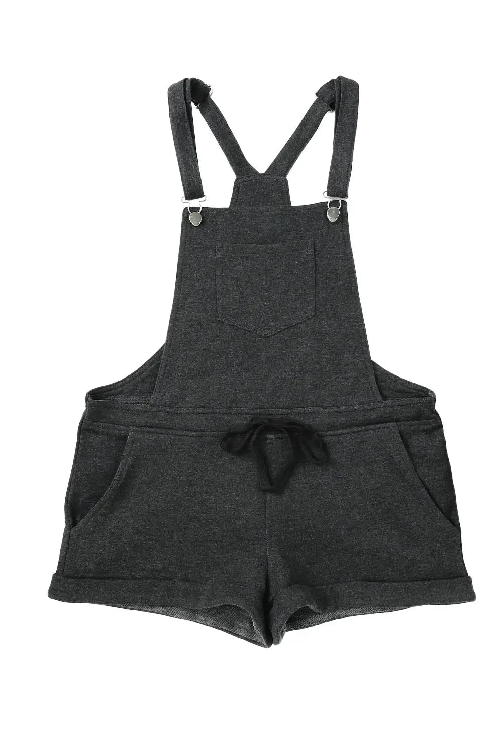 Gray vintage washed drawstring short overalls - jumpsuits & rompers