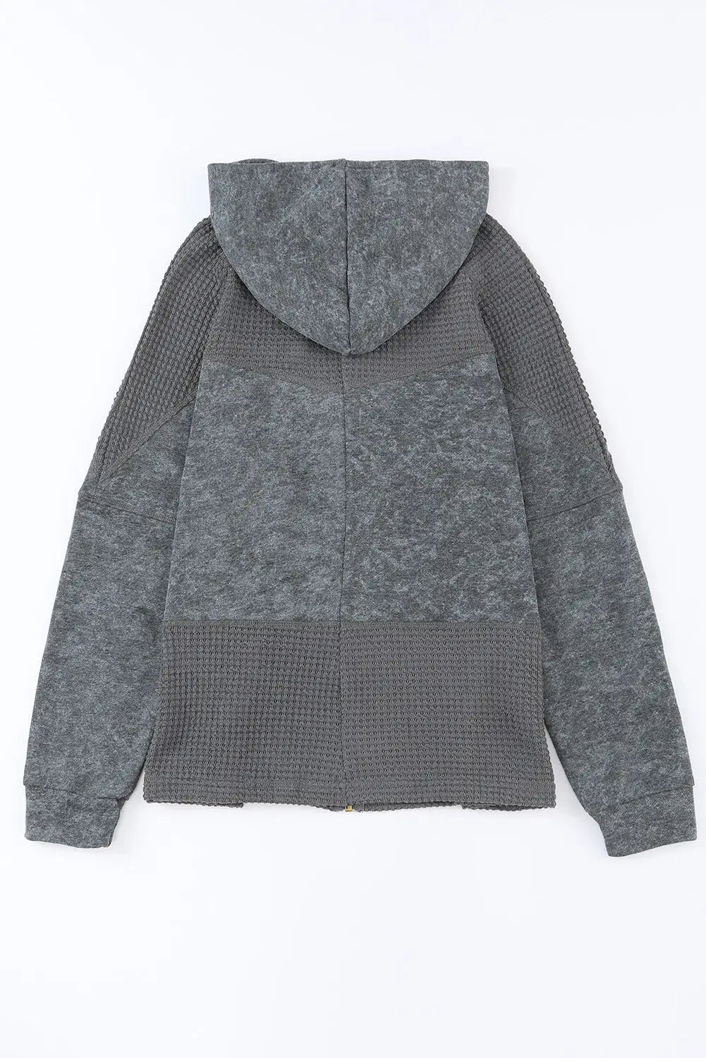 Gray waffle patchwork vintage washed hooded jacket - hood jackets