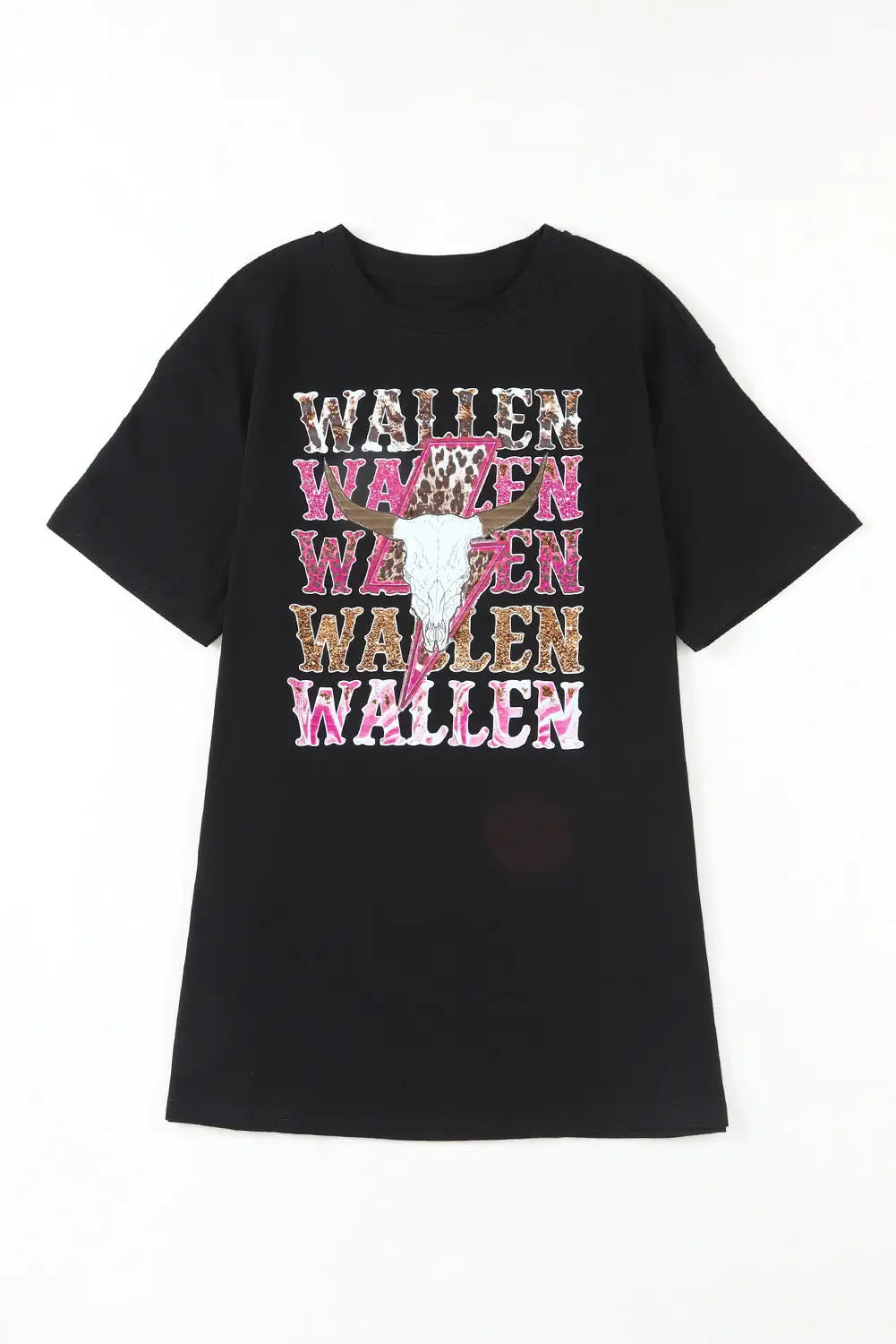 Gray wallen cowskull graphic oversized tee - t-shirts