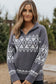 Gray western geometric printed quarter zip pullover sweater - sweaters & cardigans