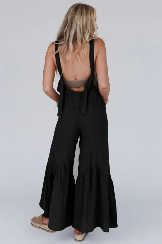 Gray wide leg ruffle jumpsuit - jumpsuits & rompers