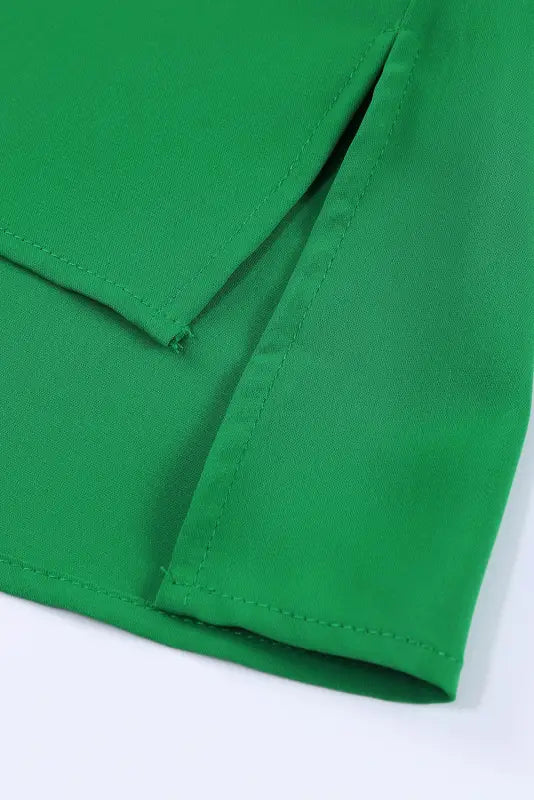 Green 3/4 puff sleeve oversize shirt - shirts