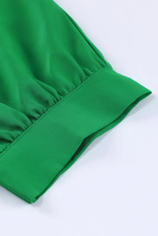 Green 3/4 puff sleeve oversize shirt - shirts