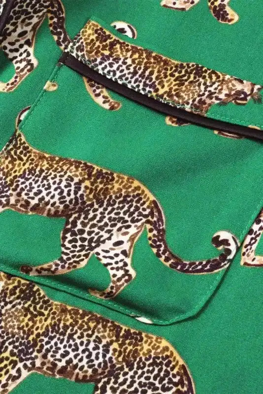 Green Cheetah Shirt and Pants Pajama Set - Fashionfitz