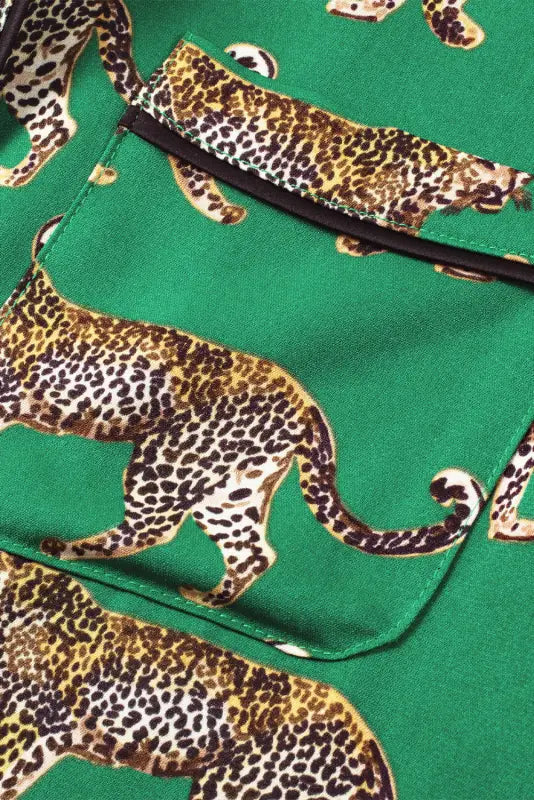 Green cheetah shirt and pants pajama set - loungewear & sleepwear/sleepwear