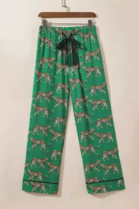 Green Cheetah Shirt and Pants Pajama Set - Fashionfitz