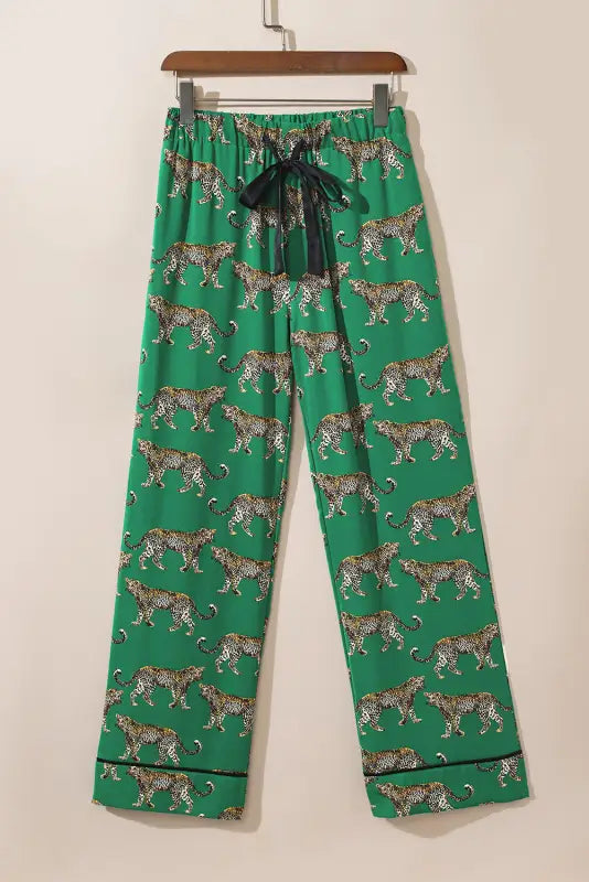 Green cheetah shirt and pants pajama set - loungewear & sleepwear/sleepwear