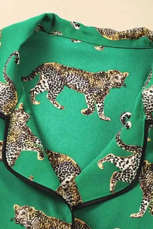 Green Cheetah Shirt and Pants Pajama Set - Fashionfitz