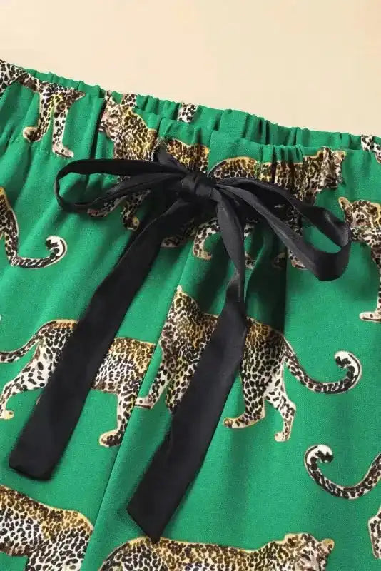 Green Cheetah Shirt and Pants Pajama Set - Fashionfitz
