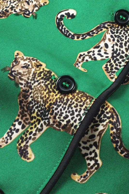 Green cheetah shirt and pants pajama set - loungewear & sleepwear/sleepwear