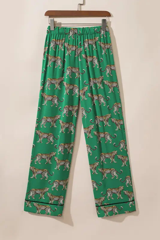 Green cheetah shirt and pants pajama set - loungewear & sleepwear/sleepwear