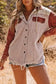 Green color block button down hooded corduroy jacket - jackets