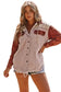 Green color block button down hooded corduroy jacket - jackets