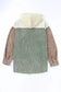 Green color block button down hooded corduroy jacket - jackets