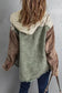 Green color block button down hooded corduroy jacket - jackets