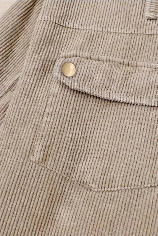 Green color block button down hooded corduroy jacket - jackets