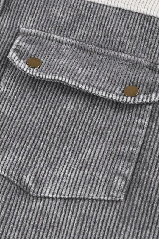 Green color block button down hooded corduroy jacket - jackets
