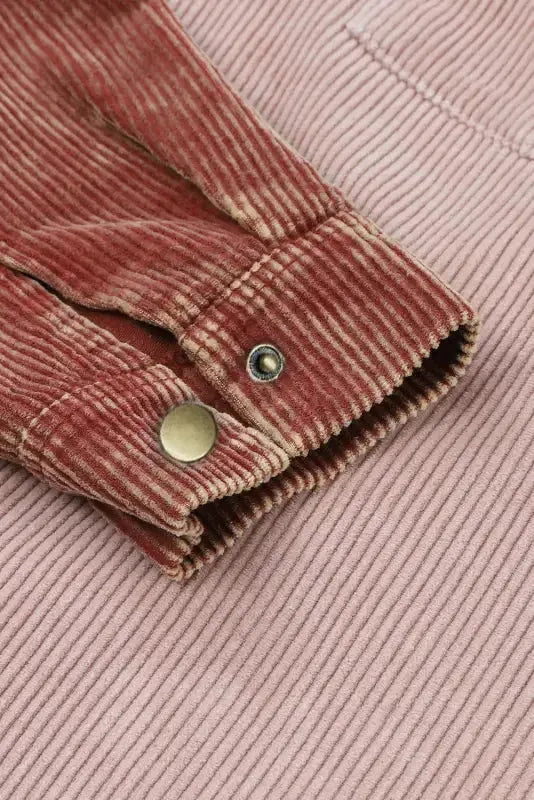 Green color block button down hooded corduroy jacket - jackets