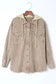 Green color block button down hooded corduroy jacket - jackets