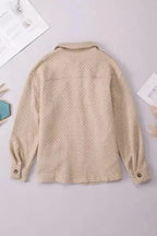 Green Color Block Patchwork Flap Pocket Quilted Shacket - Fashionfitz