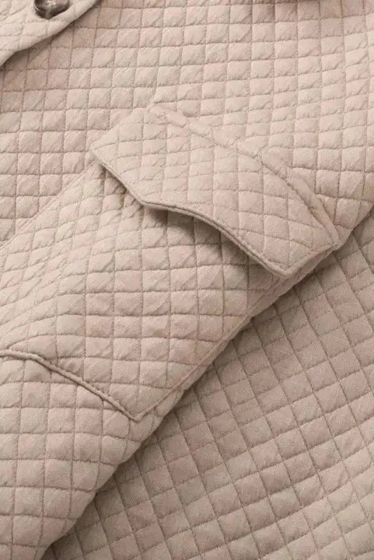 Green Color Block Patchwork Flap Pocket Quilted Shacket - Fashionfitz