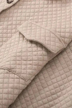 Green Color Block Patchwork Flap Pocket Quilted Shacket - Fashionfitz