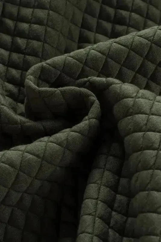 Green Color Block Patchwork Flap Pocket Quilted Shacket - Fashionfitz